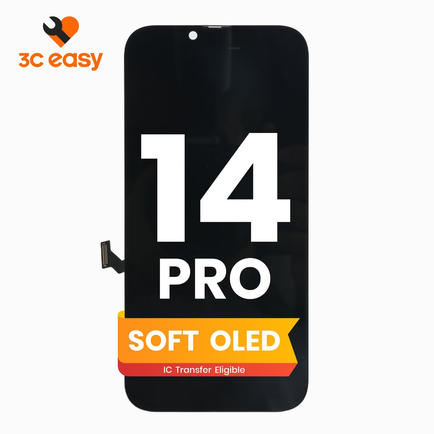 3C EASY - เปลี่ยนหน้าจอโทรศัพท์ใหม่ I14 Pro (OLED แบบนิ่ม/สีดำ)